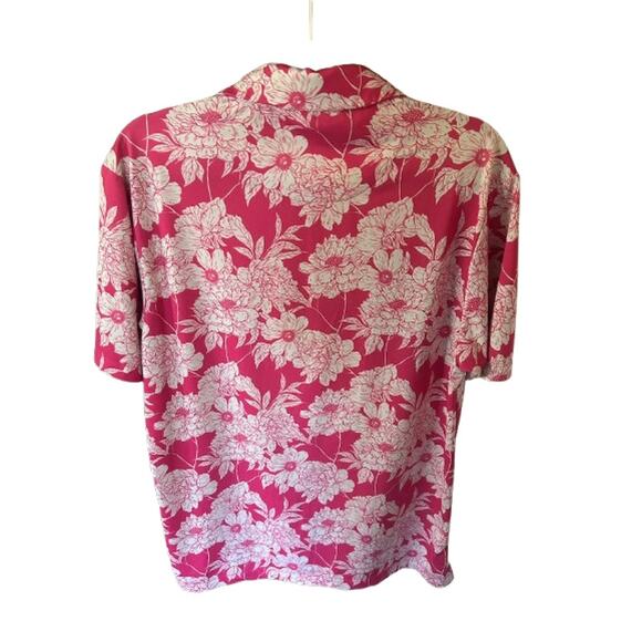 Bad Birdie Men's Lalaland Floral Pink Short Sleeve Polo Shirt - M - Picture 2 of 5